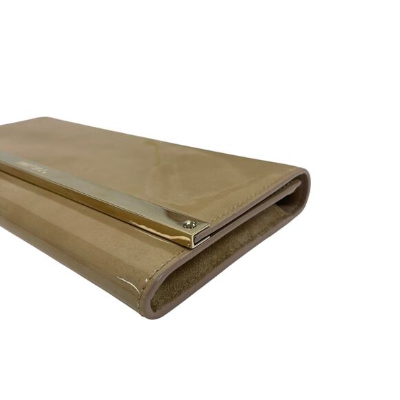 Jimmy Choo Patent Leather Milla Clutch Crossbody in Nude / Tan AS IS FLAWED - Picture 5 of 14